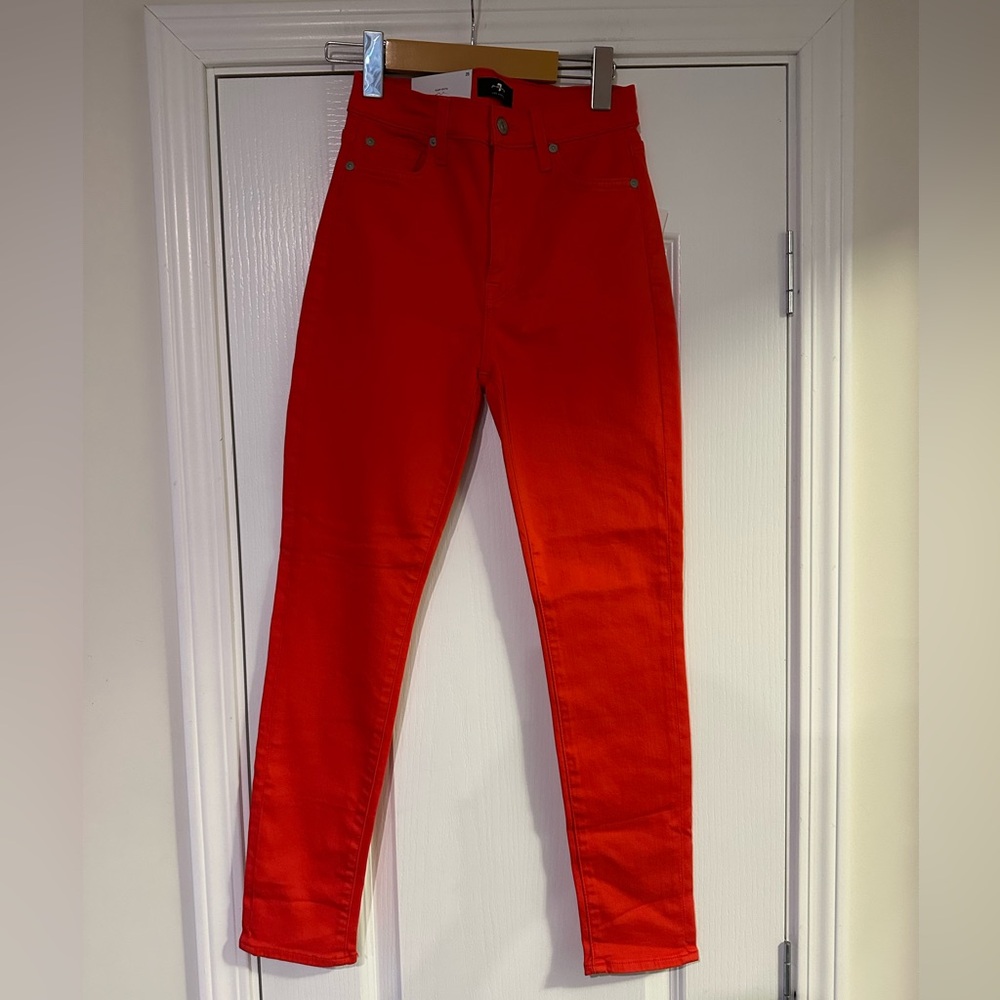 7 For All Mankind High Rise Skinny Red - Picture 6 of 9